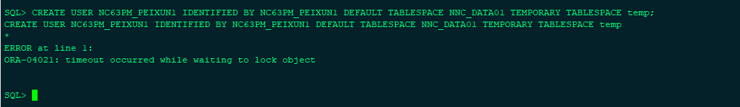 ORA-04021: timeout occurred while waiting to lock object